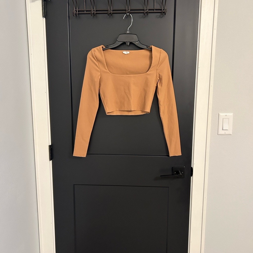 Cotton On Camel Long Sleeve Crop Top